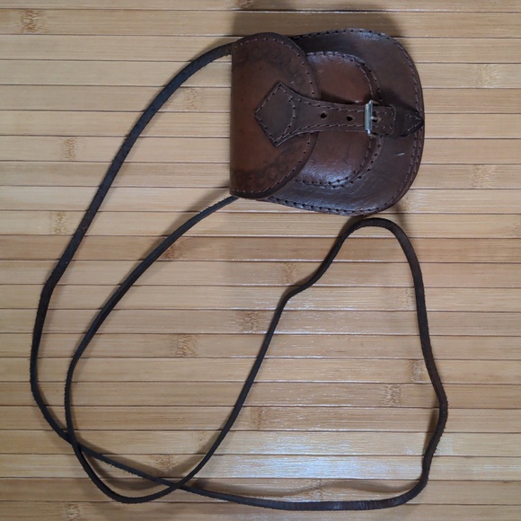 Brown Mini Leather Boho Cross Body Purse - Picture 2 of 4